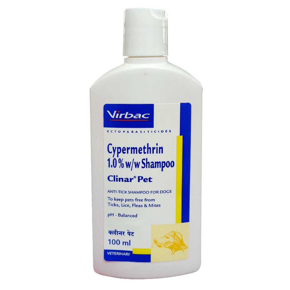 Clinar Pet Anti Tick & Flea Shampoo for Dogs and Cats (100ml)