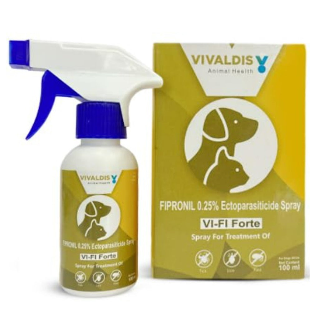 Vivaldis Vi-Fi Forte Spray (Fipronil) Tick & Flea Control for Dogs & Cats (100ml)