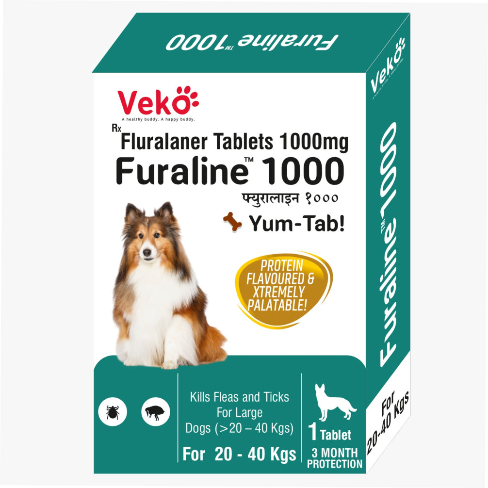Veko Furaline Fluralaner 1000mg Chewable Tick & Flea Tablets for Large Dogs (20 to 40kg) Dogs-Pharmacy Veko Pharmacy 1 Tablet