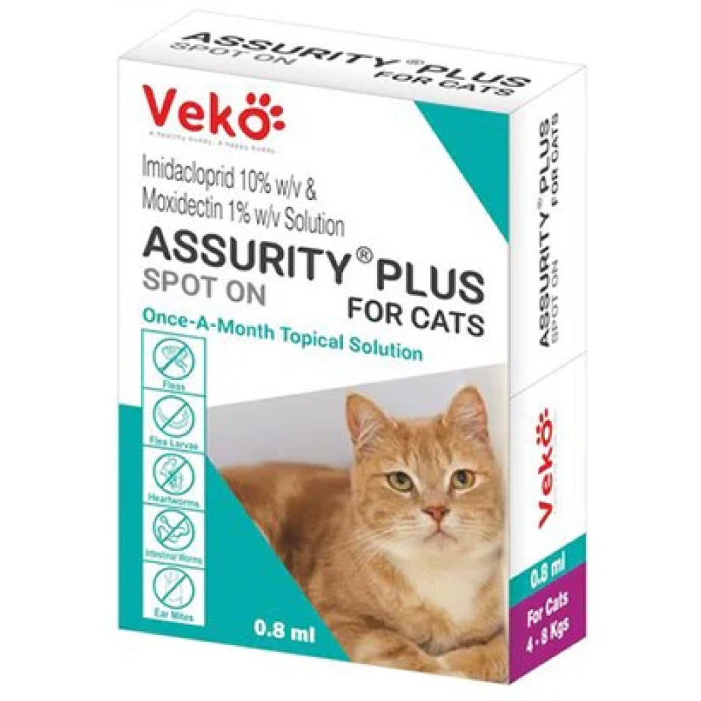 Veko Assurity Plus Tick & Flea Spot On for Cats Cats-Pharmacy Veko Pharmacy 4-8 kg