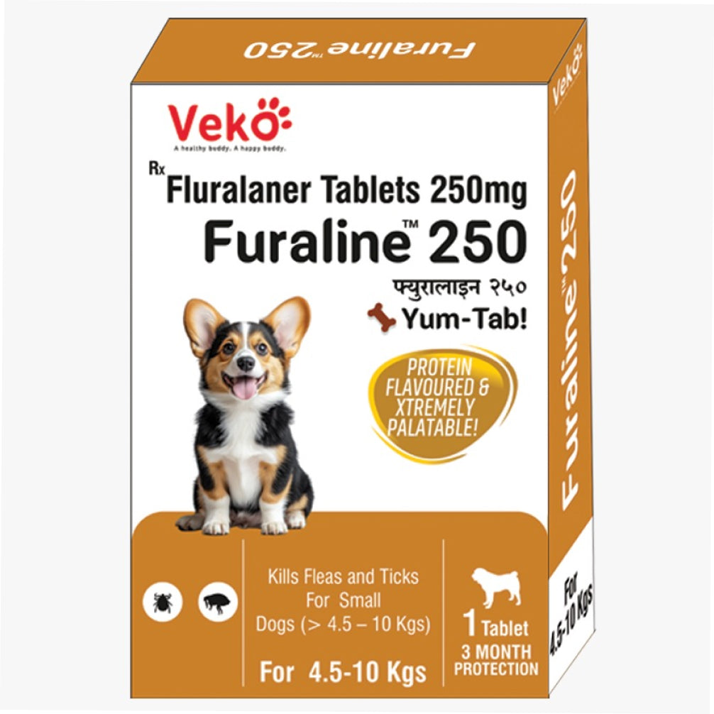 Veko Furaline Fluralaner 250mg Chewable Tick & Flea Tablets for Dogs & Puppies (4.5 to 10kg) Dogs-Pharmacy Veko Pharmacy 1 Tablet