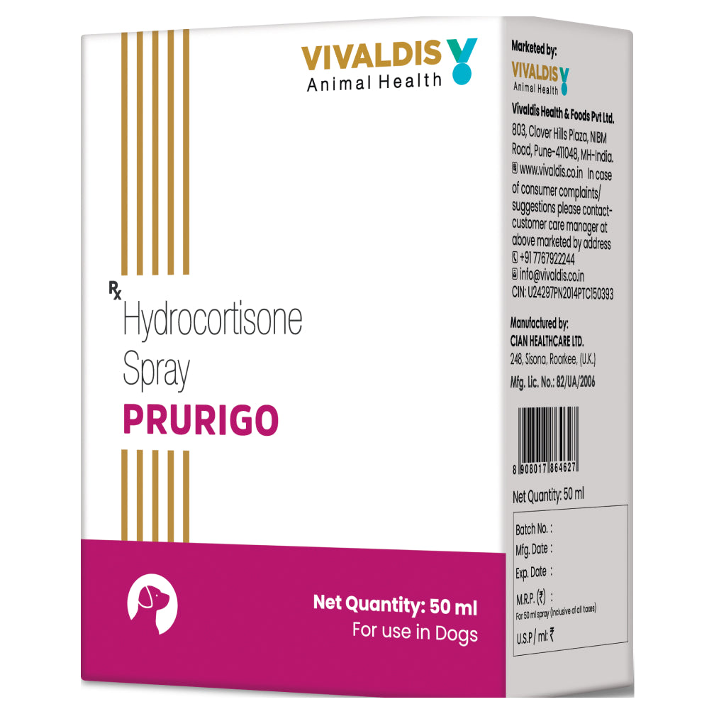 Vivaldis Prurigo (Hydrocortisone) Spray for Dogs & Cats (50ml)