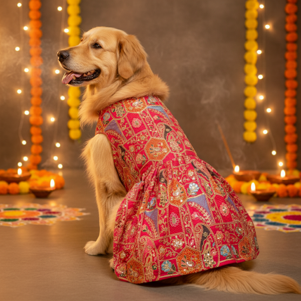 Skatrs Royale Lehenga for cats and dogs (Pink)