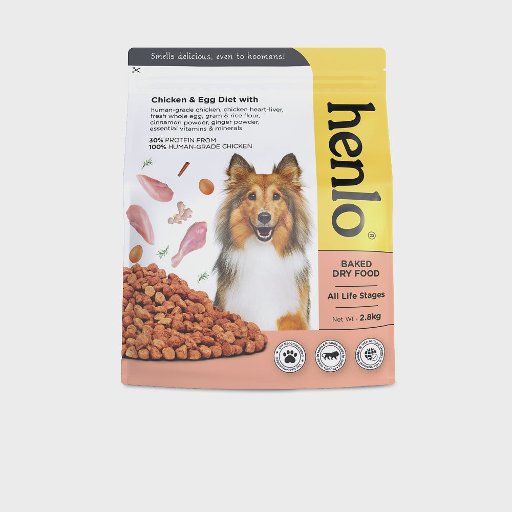 Henlo Chicken and Egg Baked Dry Food for Adult Dogs & Puppies and Chicken Jerky Treats for Dogs Combo