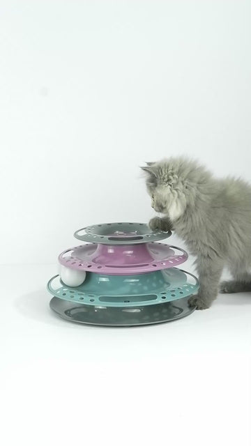 Trixie Circle Tower Catch the Balls Toy for Cats (Grey/Pink/Blue)