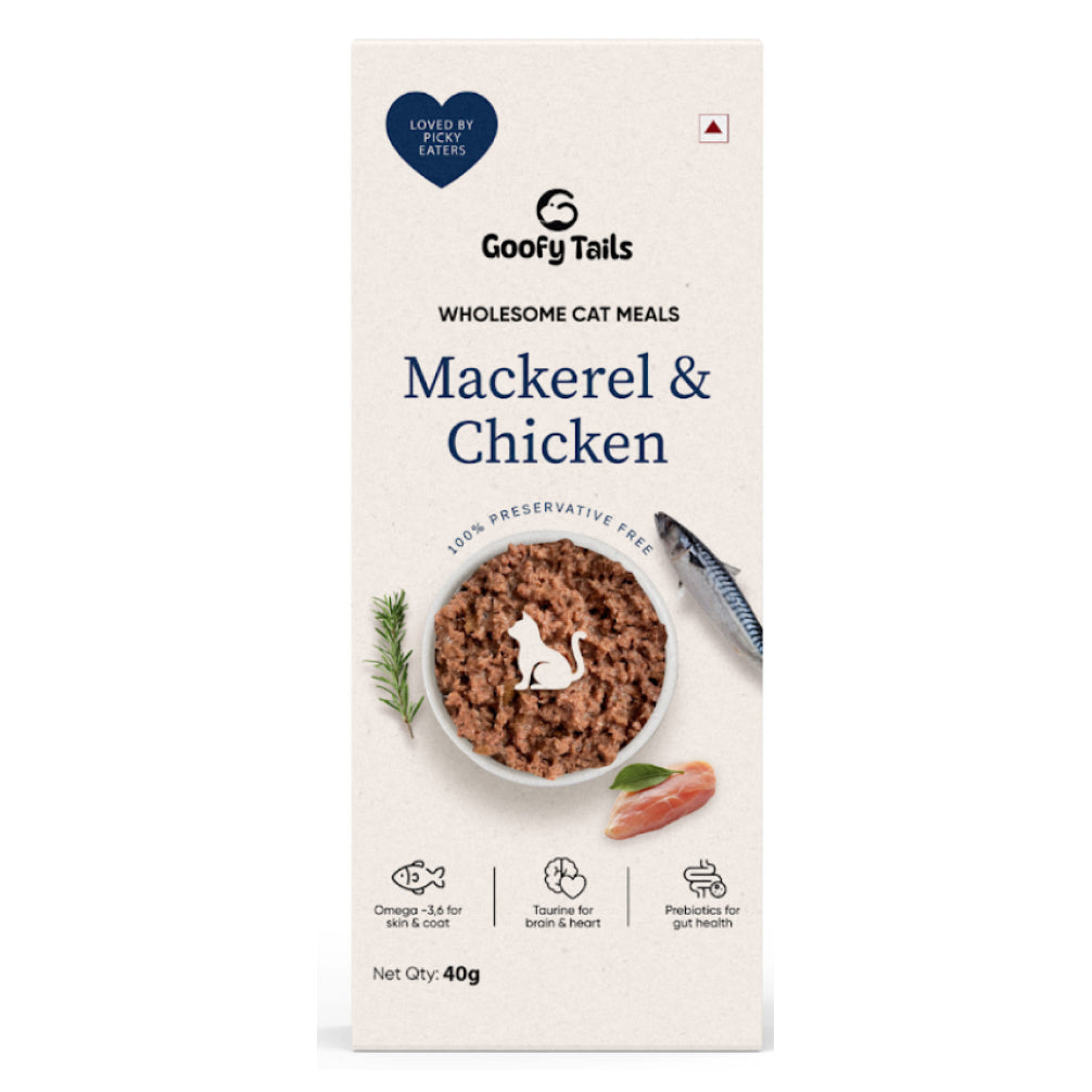 Goofy Tails Mackerel & Chicken Cat Wet Food Cats-Wet Food Goofy Tails 480g (12x40g)