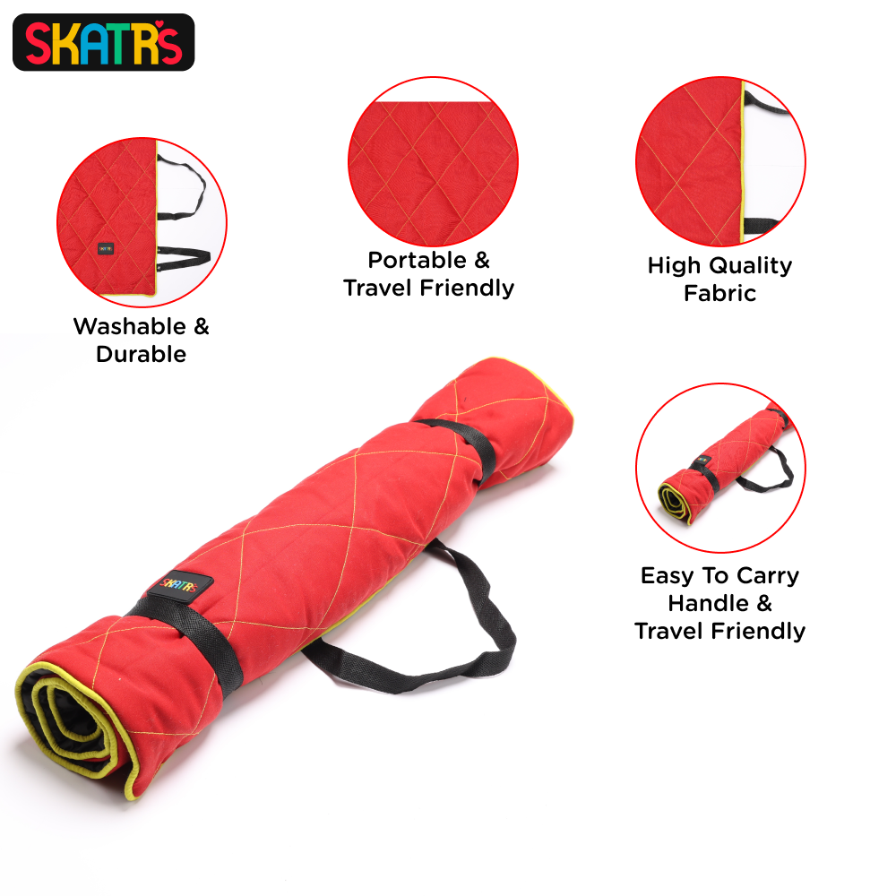 Skatrs Foldable Quilted Mat for Dogs and Cats (Red)