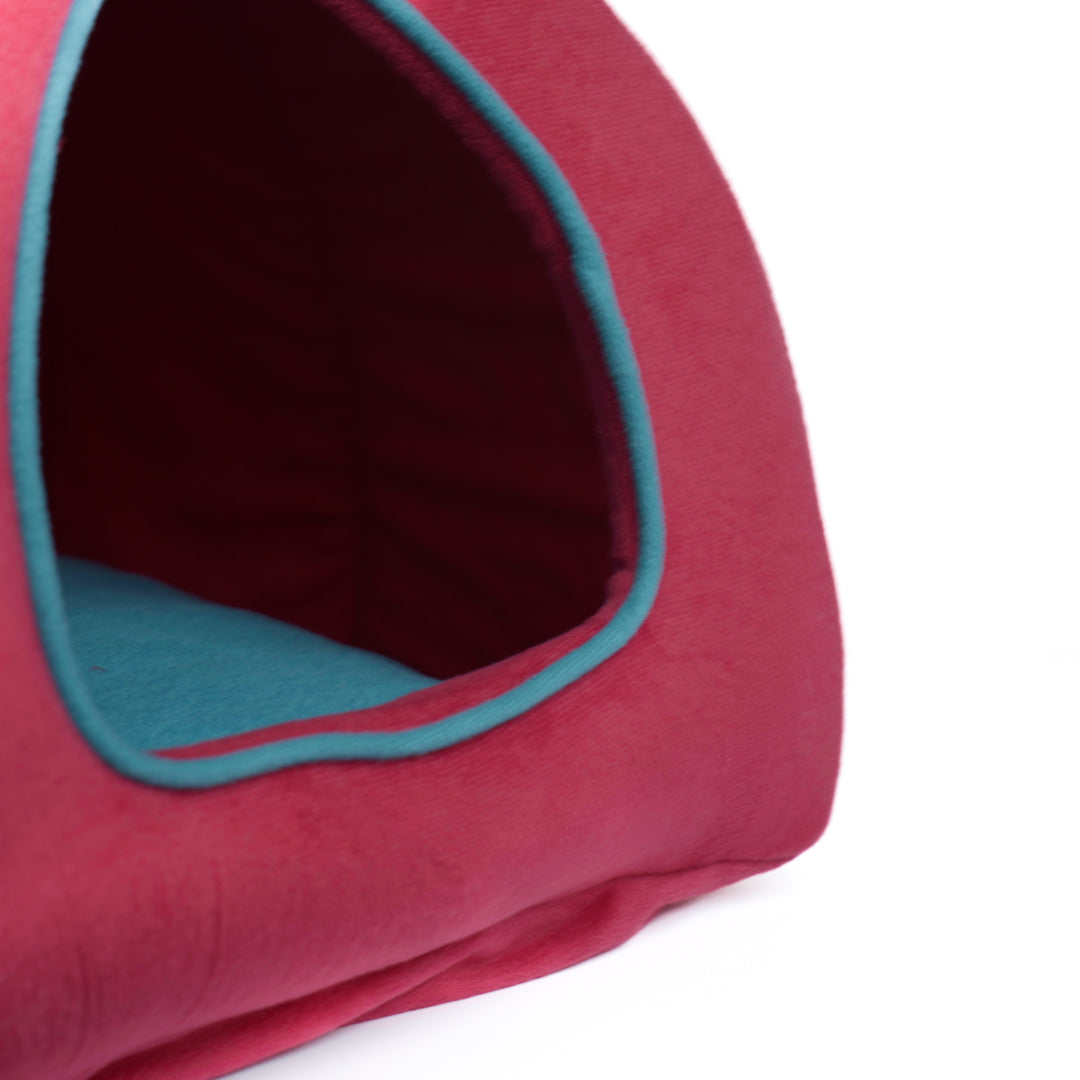 Skatrs Cozy House for Cats, Kittens and Small Dogs (Red and Teal Blue) Cats-Bedding, Mats & Travel Supplies Skatrs
