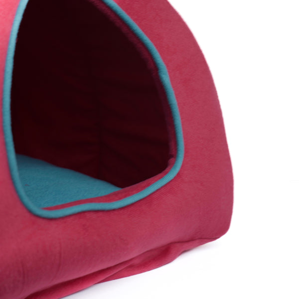 Skatrs Cozy House for Cats, Kittens and Small Dogs (Red and Teal Blue)