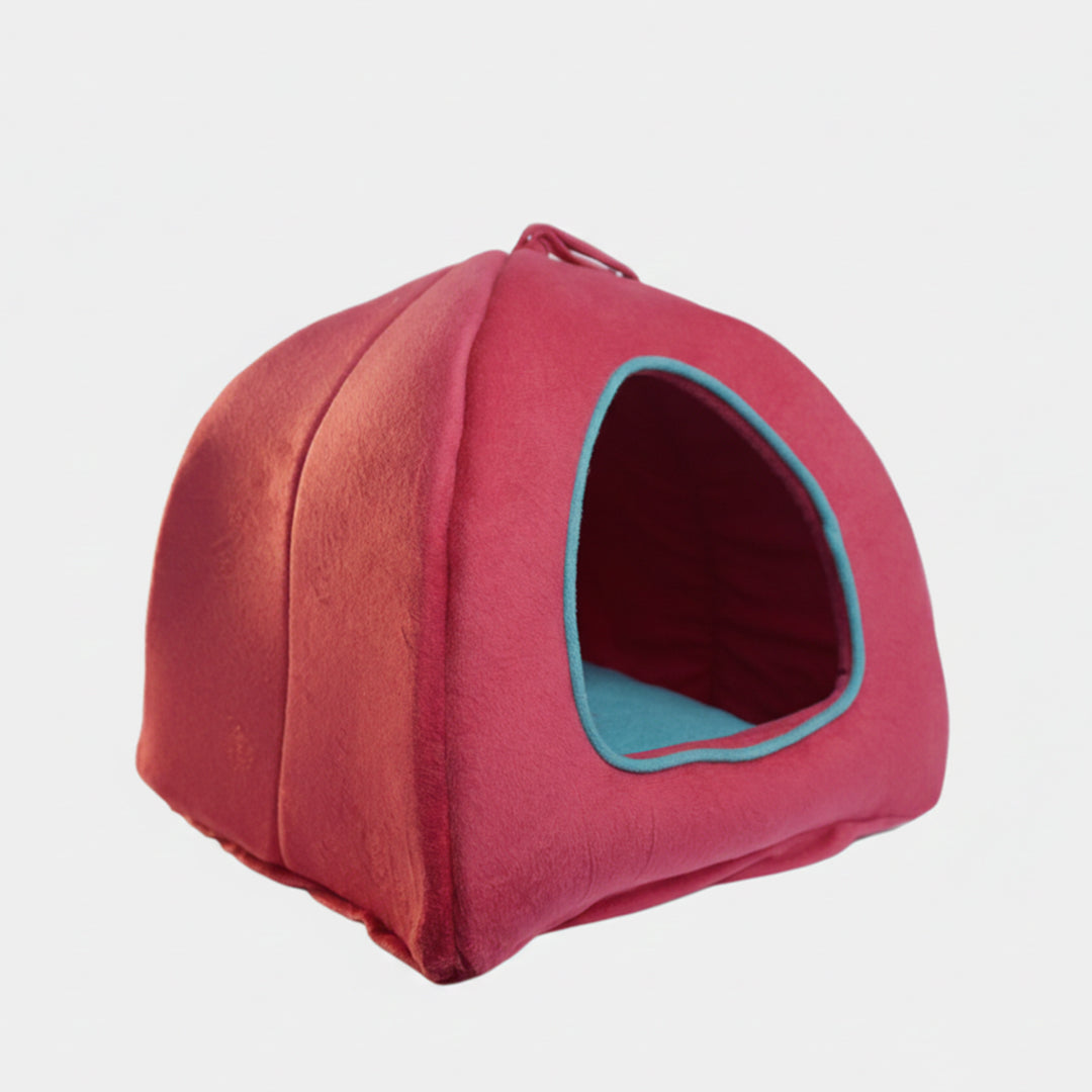 Skatrs Cozy House for Cats, Kittens and Small Dogs (Red and Teal Blue) Cats-Bedding, Mats & Travel Supplies Skatrs