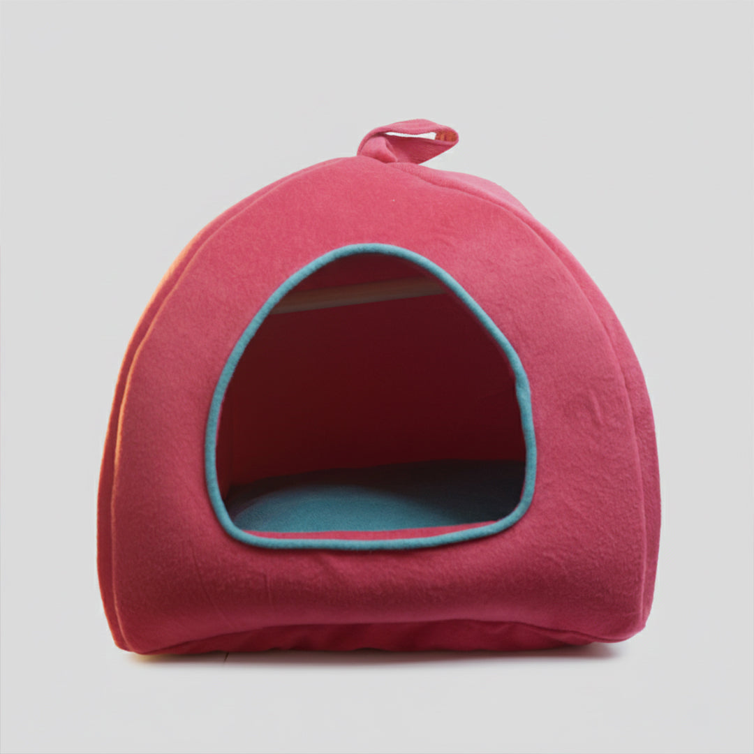 Skatrs Cozy House for Cats, Kittens and Small Dogs (Red and Teal Blue) Cats-Bedding, Mats & Travel Supplies Skatrs