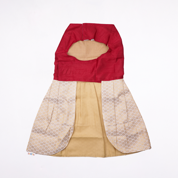 Skatrs Onam Dress for Dogs and Cats (Maroon and Off White)