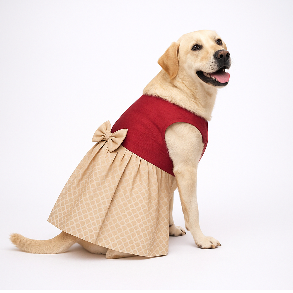 Skatrs Heritage Dress for Dogs and Cats (Maroon and Off White) Both-Clothing & Accessories Skatrs