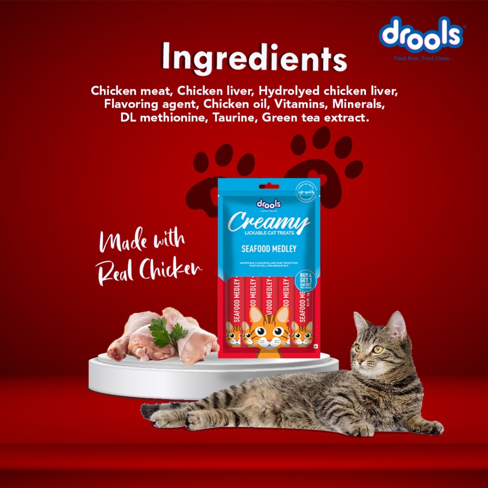 Drools Seafood Medley and Real Chicken Creamy Cat Treats Combo Cats-Treats & Others Drools