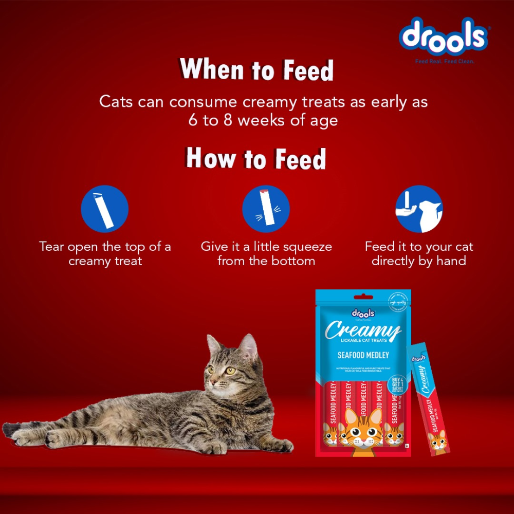 Drools Real Chicken and Seafood Medley Creamy Cat Treats Combo