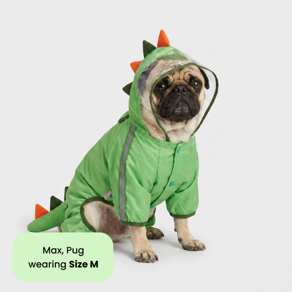 Barkbutler x Fofos Four Leg Dinosaur Raincoat for Dogs (Green)