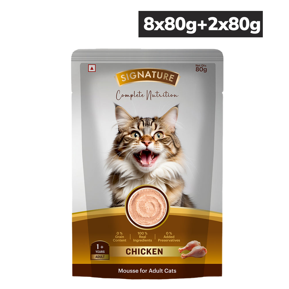 Signature Grain Zero Chicken Mousse Adult Cat Wet Food Cats-Wet Food Signature 8x80g+2x80g (Free)