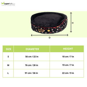 Petter World Soft Micro Fur Round Orthopedic Cuddler Bed with Removable  Cushion Top for Dogs (Jet Black)