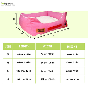 Petter World Ultra Luxury Cotton Canvas Lounger With Removable Sherpa Fur Cushion for Dogs (Crocus)