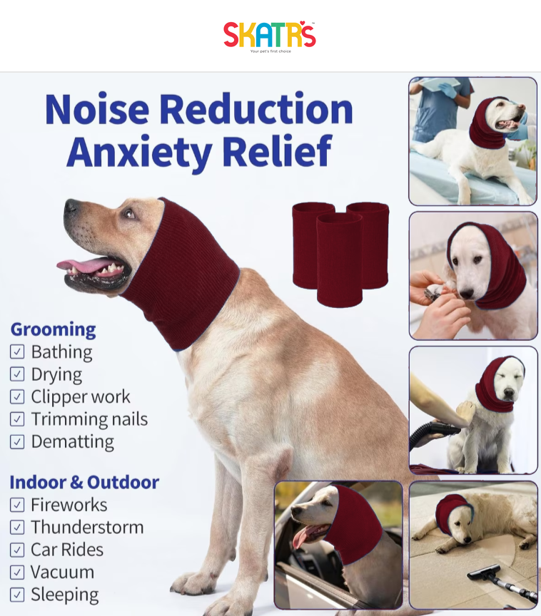 Skatrs Snug Cold & Sound Protection Ear Muffs for Dogs & Cats (Maroon) Both-Clothing & Accessories Skatrs