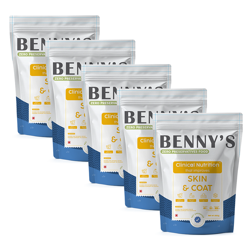 Benny's Bowl Clinical Nutrition for Healthy Skin and Coat Dog Wet Food Dogs-Fresh Food Bennys Bowl 5x300g