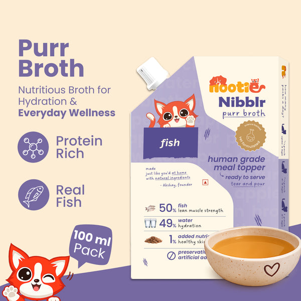 Nootie Nibblr Fish Bone Broth Hydrating Meal Topper Cat Wet Food