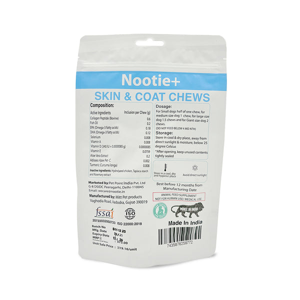 Nootie+ Omega Rich Skin & Coat Support Chews Supplement for Dogs