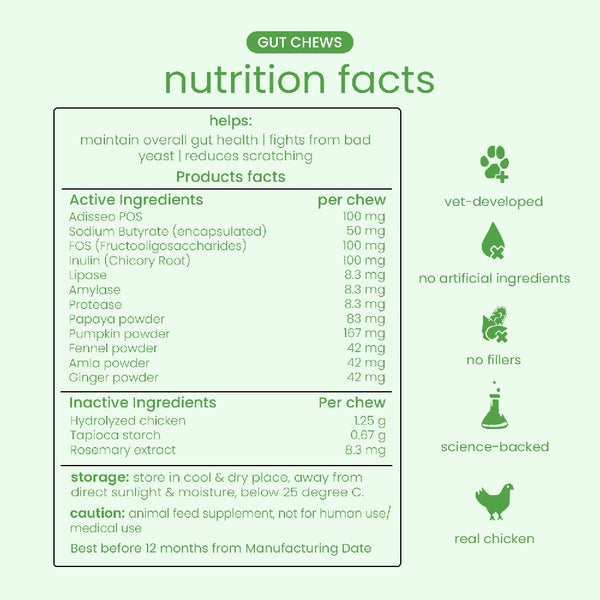 Nootie+ Digestive & Probiotic Gut Chew Supplement for Dogs
