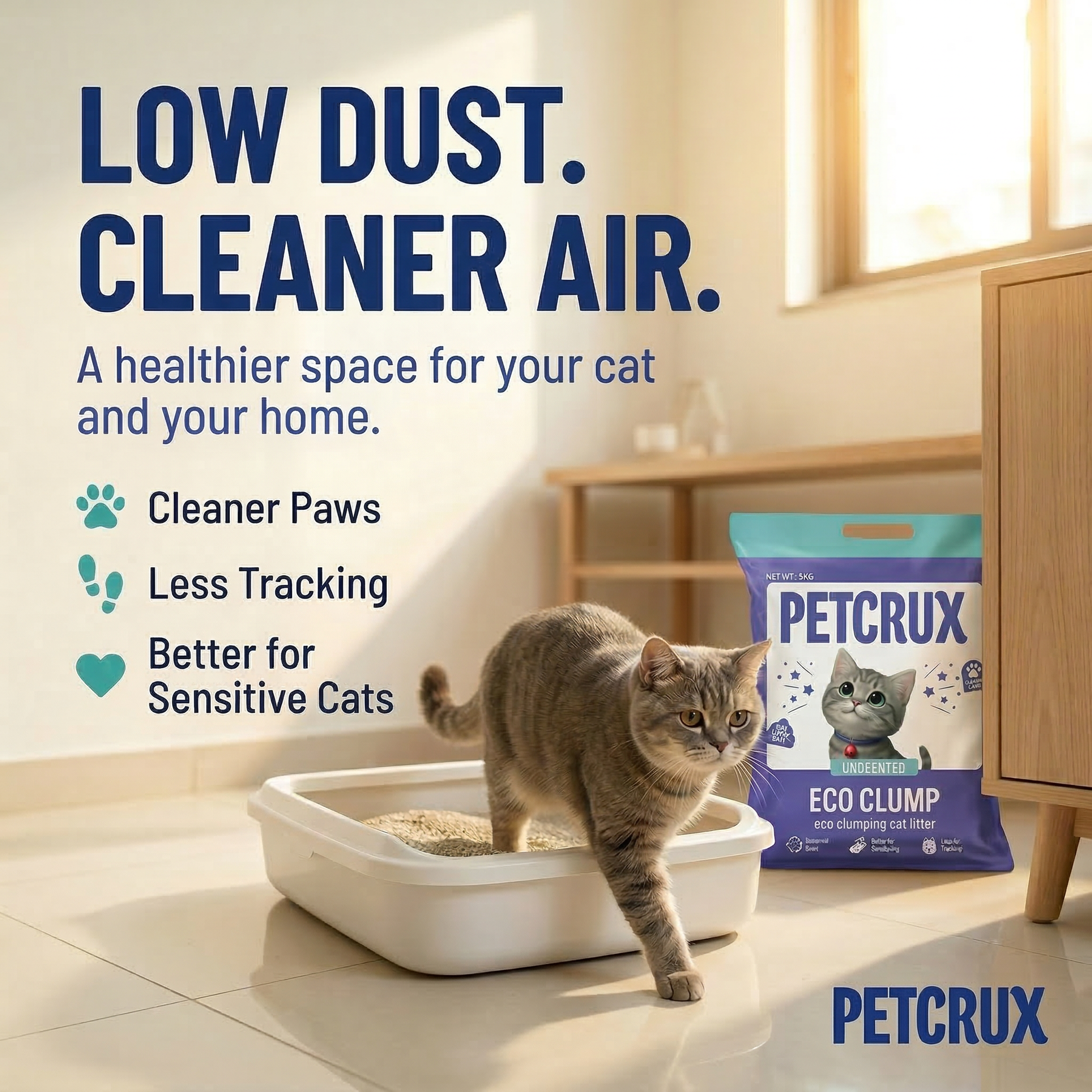 Petcrux Eco Clump Bentonite Unscented Cat Litter Cats-Litter Petcrux