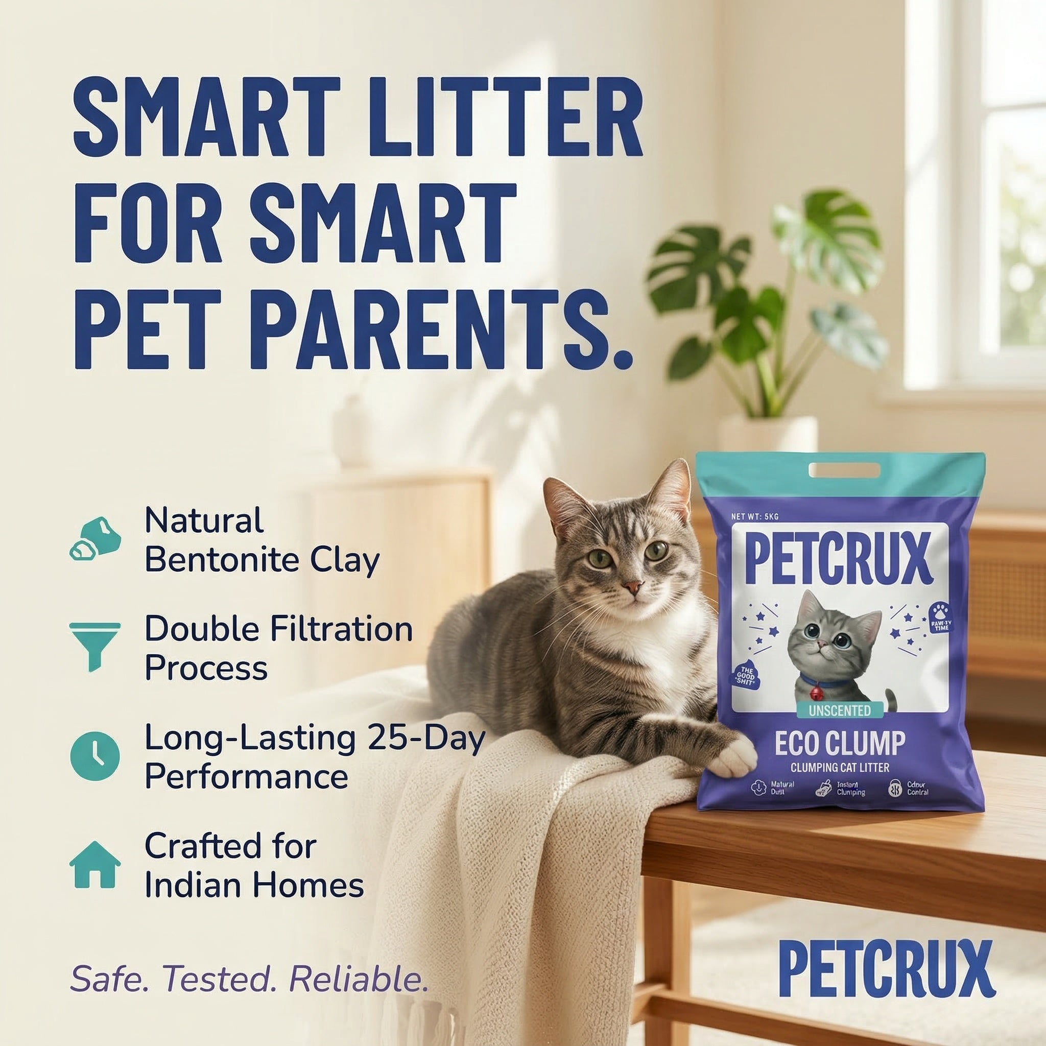 Petcrux Eco Clump Bentonite Unscented Cat Litter Cats-Litter Petcrux
