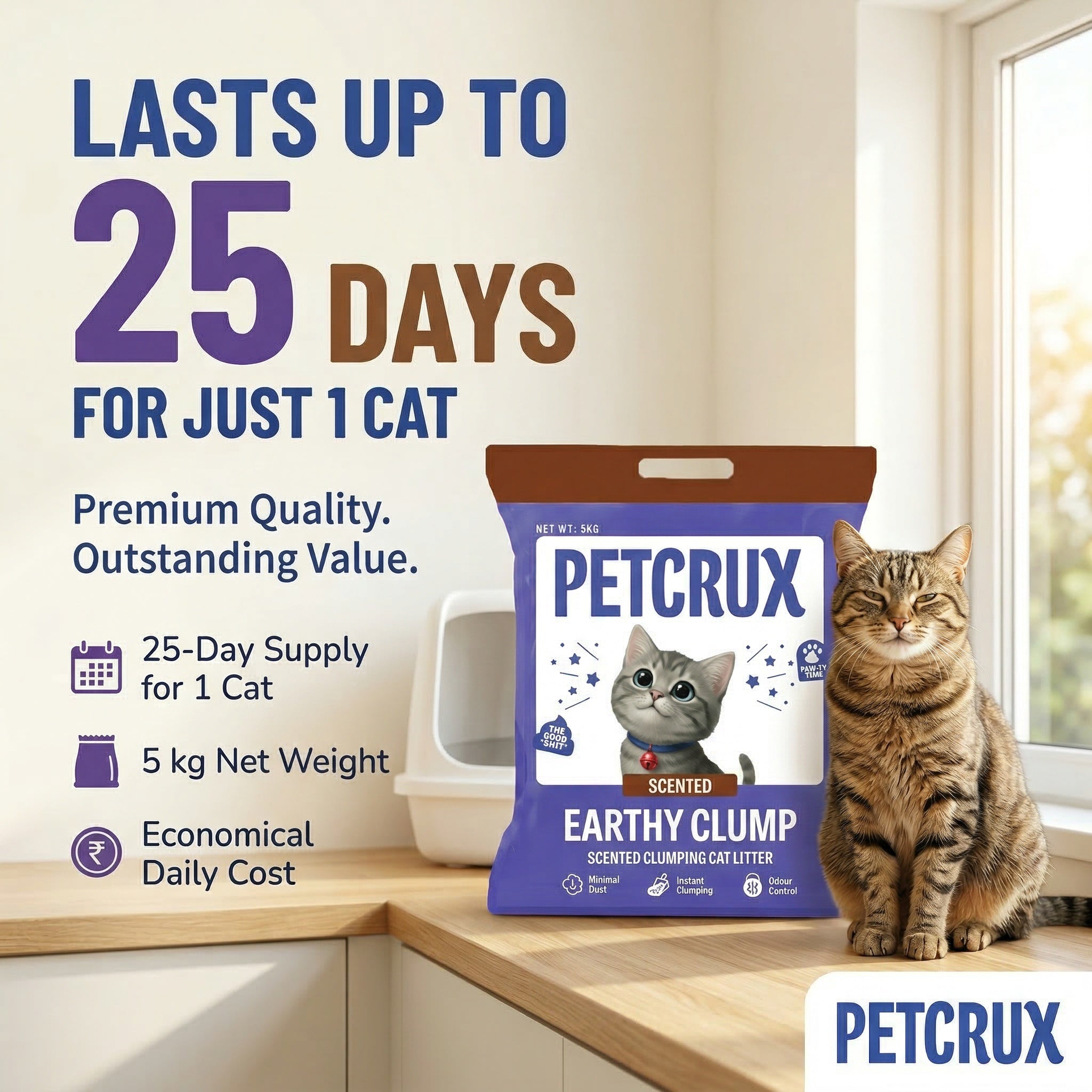 Petcrux Earthy Clump Scented Cat Litter Cats-Litter Petcrux