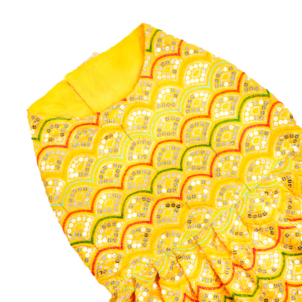 Skatrs Festive Sequence Embroidered Lehenga for Cats and Dogs (Yellow)