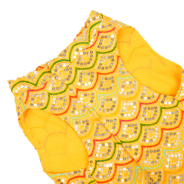 Skatrs Festive Sequence Embroidered Sherwani for Cats and Dogs (Yellow)