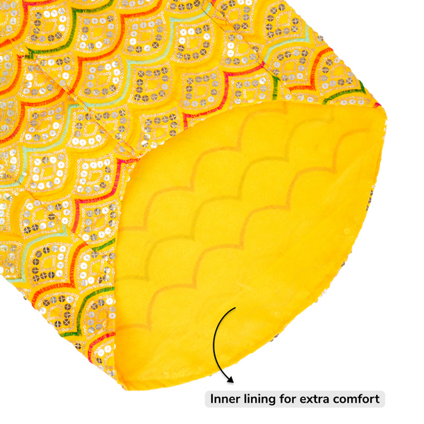 Skatrs Festive Sequence Embroidered Sherwani for Cats and Dogs (Yellow)