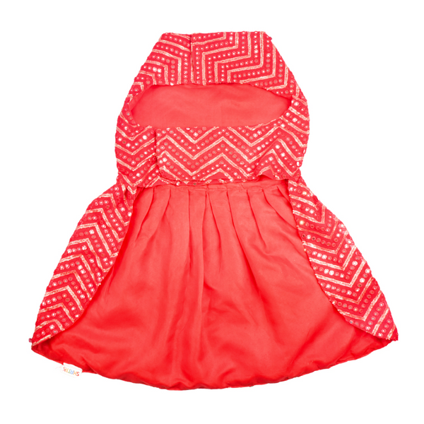 Skatrs Festive Mirror Lehenga for Cats and Dogs (Red)