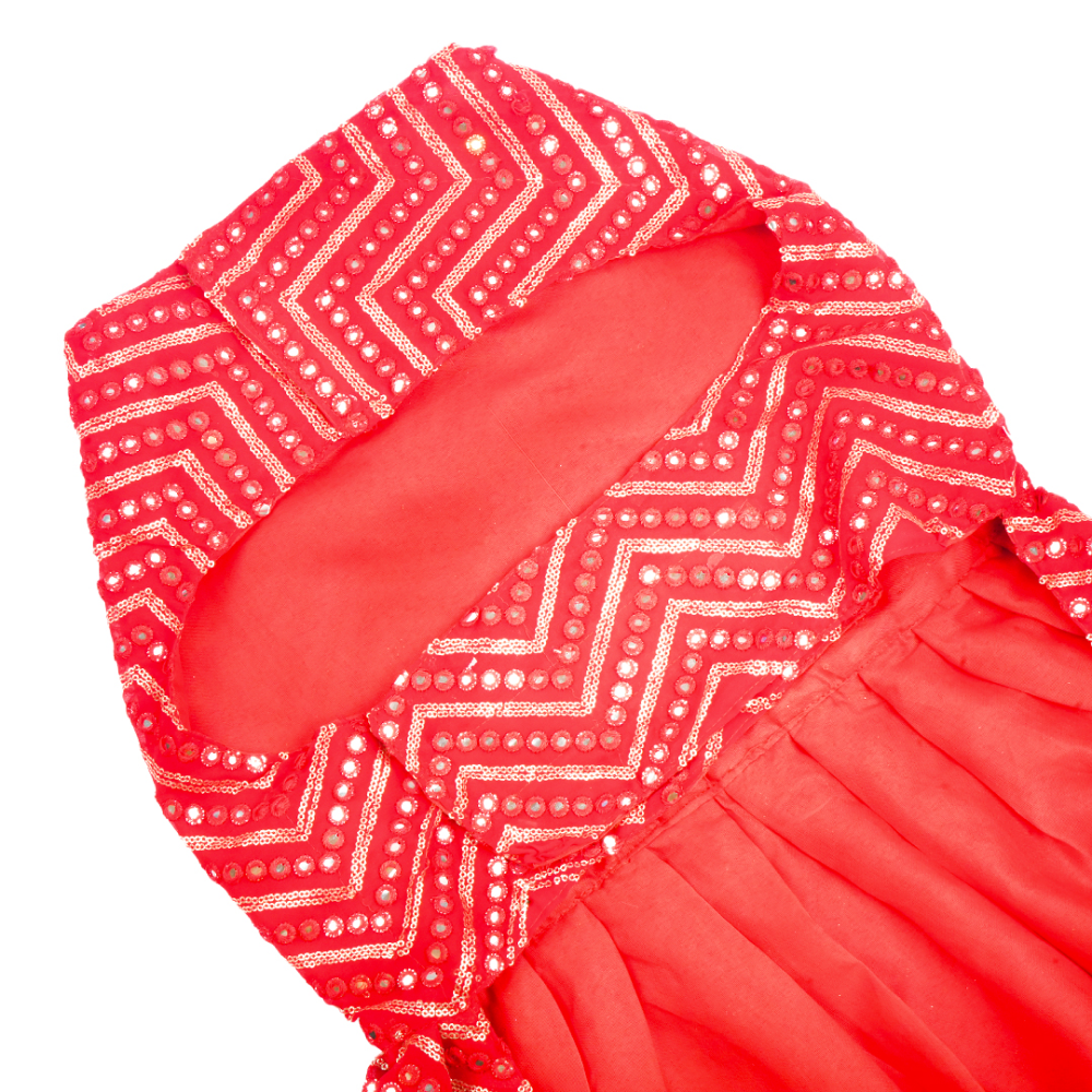 Skatrs Festive Mirror Lehenga for Cats and Dogs (Red) Both-Clothing & Accessories Skatrs