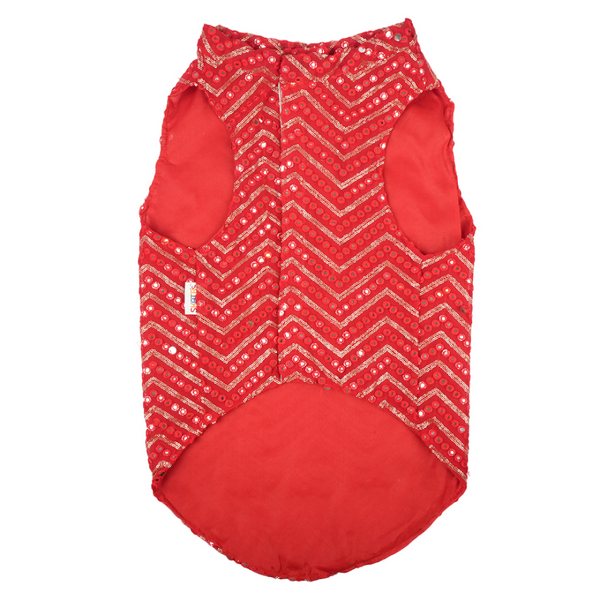 Skatrs Festive Mirror Sherwani for Cats and Dogs (Red)