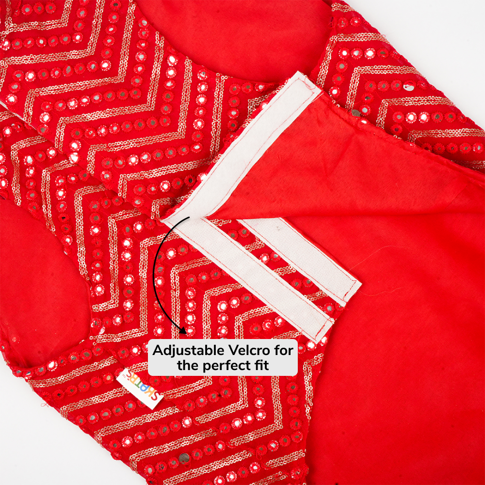 Skatrs Festive Mirror Sherwani for Cats and Dogs (Red) Both-Clothing & Accessories Skatrs