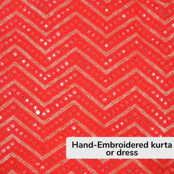 Skatrs Festive Mirror Lehenga for Cats and Dogs (Red)