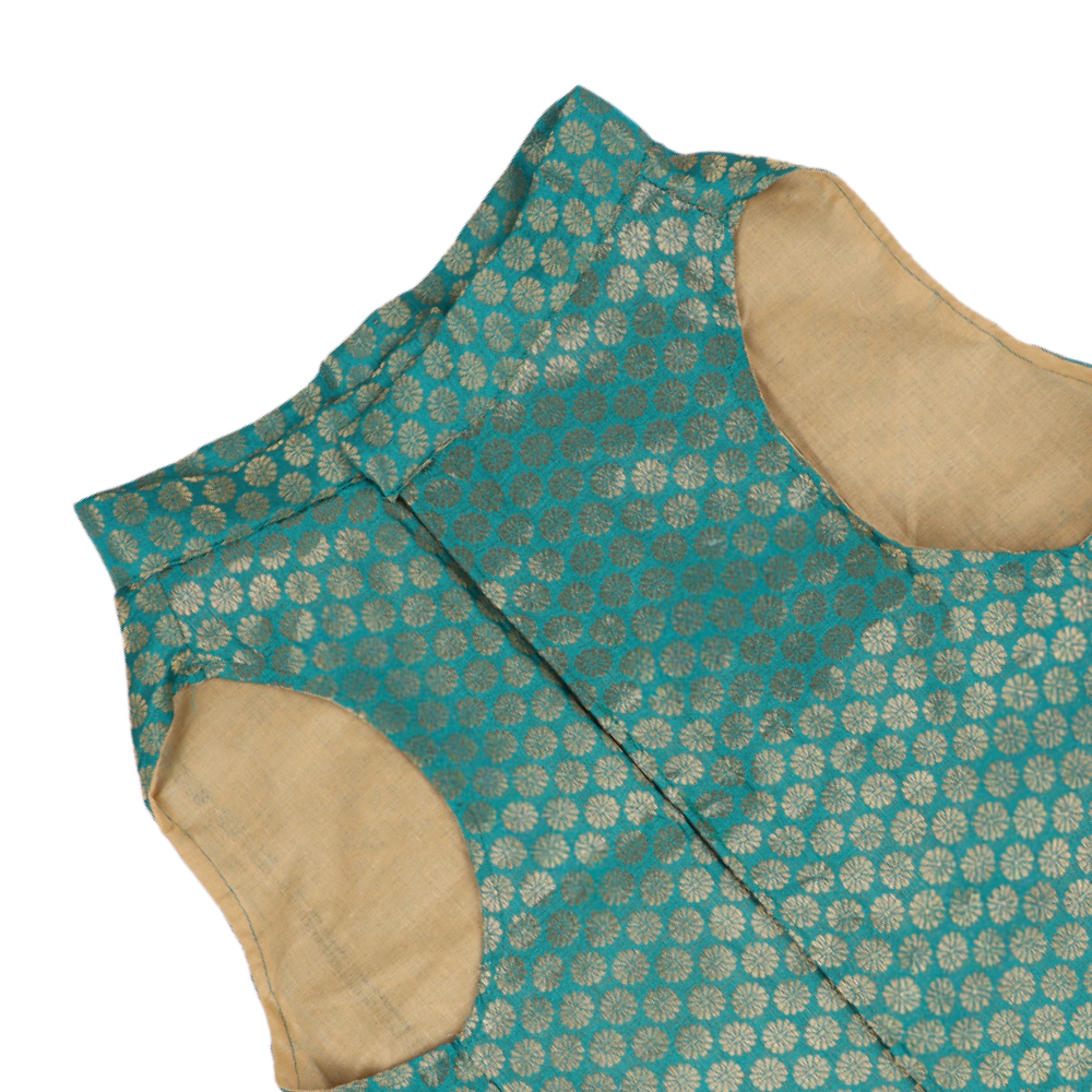 Skatrs Brocade Gold Printed Sherwani for Dogs and Cats (Teal) Both-Clothing & Accessories Skatrs