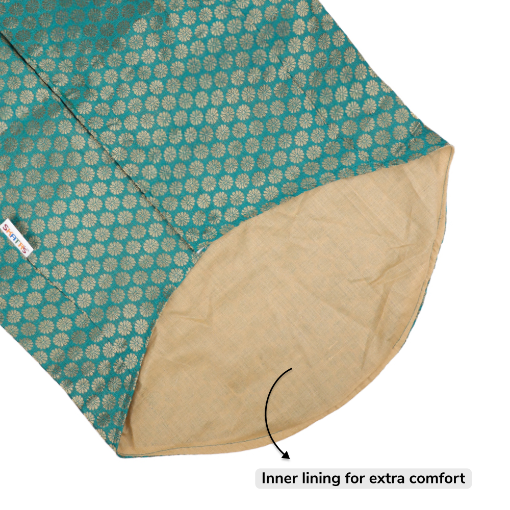 Skatrs Brocade Gold Printed Sherwani for Dogs and Cats (Teal) Both-Clothing & Accessories Skatrs