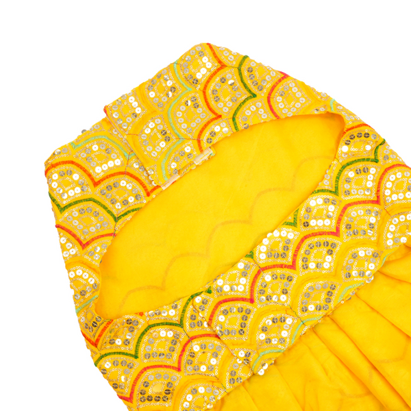 Skatrs Festive Sequence Embroidered Lehenga for Cats and Dogs (Yellow)