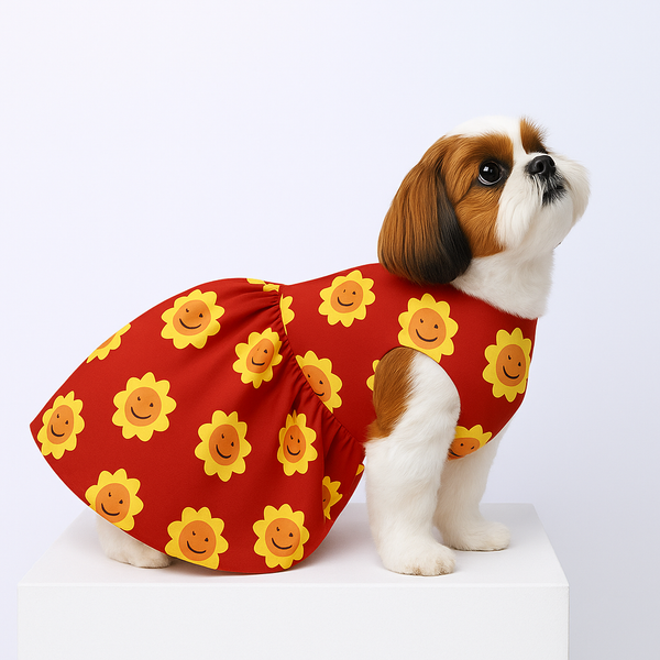 15 Furries Smiling Sunflower Dress for Dogs (Red)