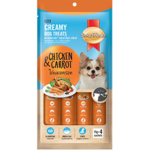 SmartHeart Chicken & Carrot, Chicken & Pumpkin, Chicken & Spinach and Chicken & Strawberry Dog Creamy Treat Combo