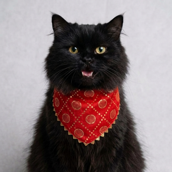 Skatrs Ethnic Bandana for Cats (Red)