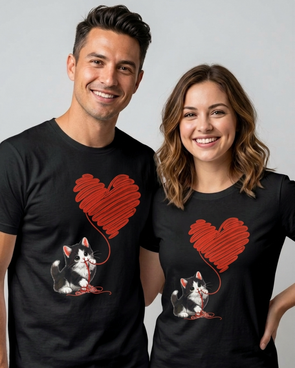 Skatrs Heartbeat Whiskers Oversized Tee for Men and Women (Black)