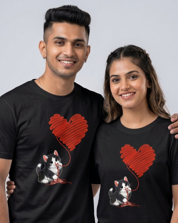 Skatrs Heartbeat Whiskers Oversized Tee for Men and Women (Black)