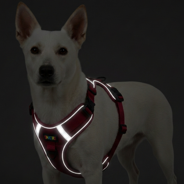 Skatrs Fully Padded Reflective Harness for Dogs & Cats (Maroon)