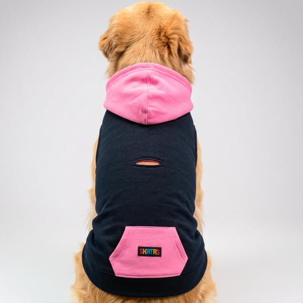 Skatrs Midnight Pop In-Style Hoodie For Dogs and Cats (Black & Neon Pink)