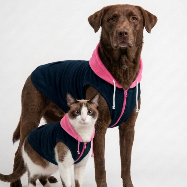 Skatrs Midnight Pop In-Style Hoodie For Dogs and Cats (Black & Neon Pink)
